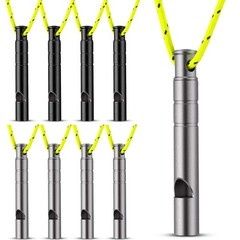 8 Pcs Titanium Emergency Whistles, 120dB Safety Whistle with Lanyard Outdoor …