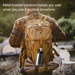 2-Pack Paracord Keychain with Clip [Orange] for Hiking