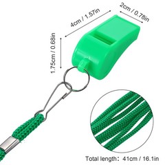 2Pcs Plastic Green Sports Whistles for Coaches with Lanyard Loud Crisp Sound
