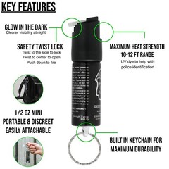 2 Police Magnum .50oz Keyring Keychain Night Glow pepper spray Defense Security