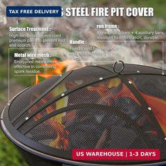 ARC Fire Pit Spark Screen, 24 Inch with Handle & Poker | Heavy-Duty Steel Replac