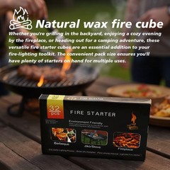 128 Pack,Natural Fire Starter Cubes for BBQ,Campfire,Fireplace,Indoor Outdoor…