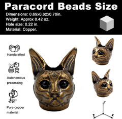 Copper Paracord Bead, 0.69X0.62X0.78 Inches, Handcrafted Design for Knife Lanyar