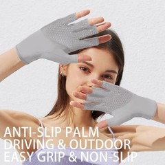 SayWow Sun Gloves UV Protection UPF 50+ for Women Fingerless Medium, Grey