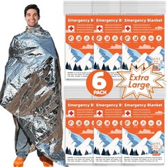 Mantas Emergencia Mylar 6Pzs Termicas Supervivencia 84x64in Camping PrimerosAux