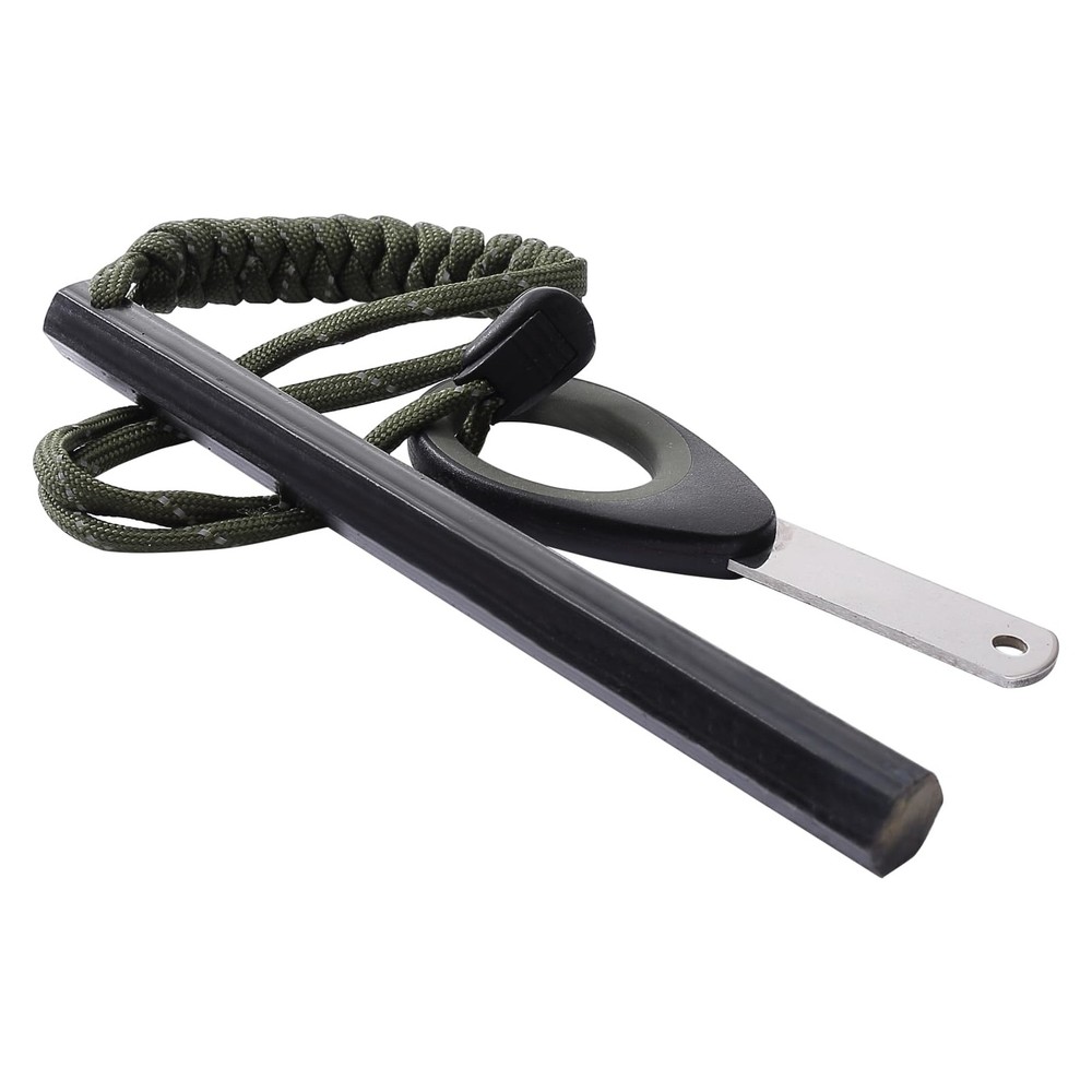 Flint and Steel Fire Starter Kit, 6-inch x 1/2-inch Ferro Rod with Paracord L…