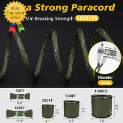 Paracord Reflective 1000Lb, 50/100/200/500/1000Ft 4Mm, 13 Strand Paracord Rope,