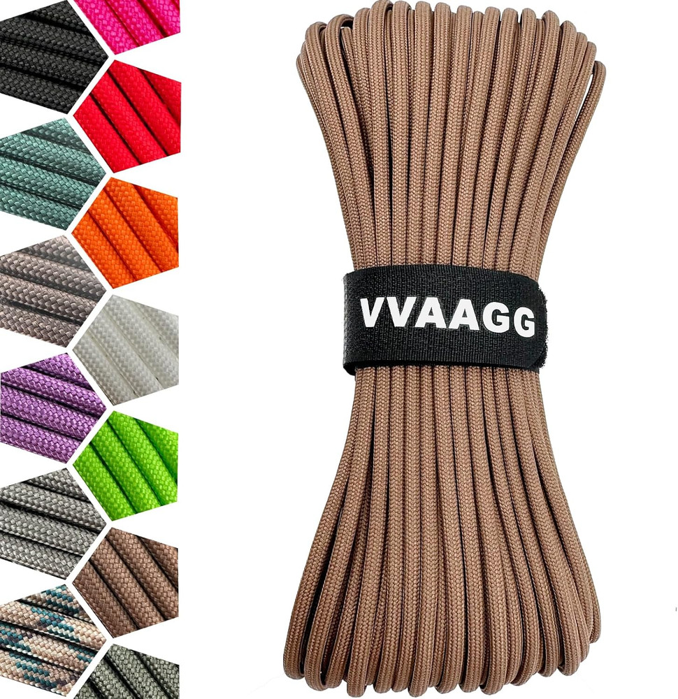 1000 Tan Paracord 50FT Utility Parachute Cord 4Mm Nylon String12 Strand Nylon Ca