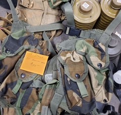 14 Tactical survival gear LBE’s, Gas masks, filters, and canteen