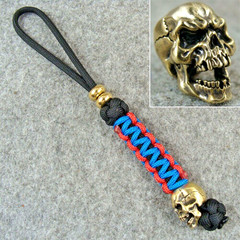 Handmade 550 Paracord Knife Lanyard With Brass Skull Shape Beads