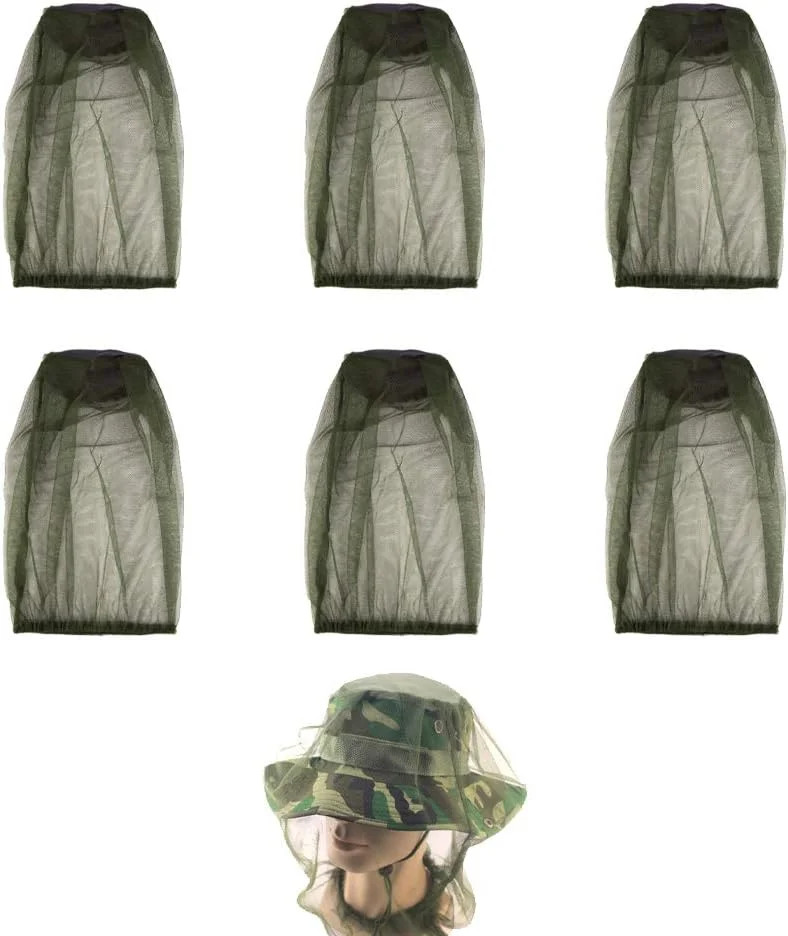 6Pcs Premium Head Net Face Mesh with Extra Fine Holes, Mosquito Hat Mask Head Co