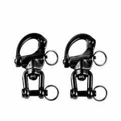 2 PCS Jaw Swivel Snap Shackle 316 Stainless Steel Sailboat Spinnaker Black