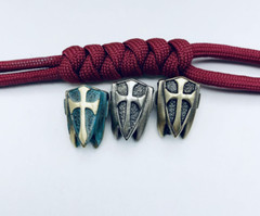 Solid Brass Cross Shield Shaped Parachute Cord Knife Lanyard Bead Pendant DIY