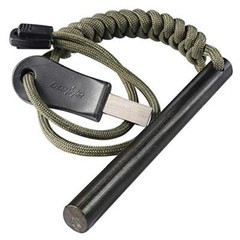 4″ Survival Ferrocerium Drilled Flint Fire Starter, Ferro Rod Kit with Striker