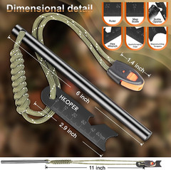 Ferro Rod Fire Starter, 6 Inch X 3/8 Inch Fire Starter Survival Tool, Flint and