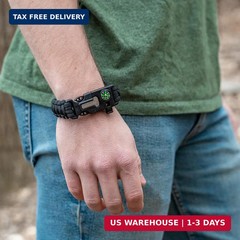 ELK Paracord Survival Bracelets – 2 Pack, Adjustable Size, Loud Whistle, Fire St