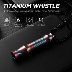 Titanium Emergency Whistle Loud Survival EDC Necklace 120db Camping Hiking