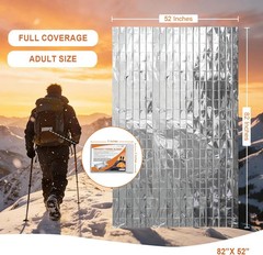Syn-zer Emergency Mylar Thermal Blankets 6-Pack – 82″x52″ Space Blankets for Cam