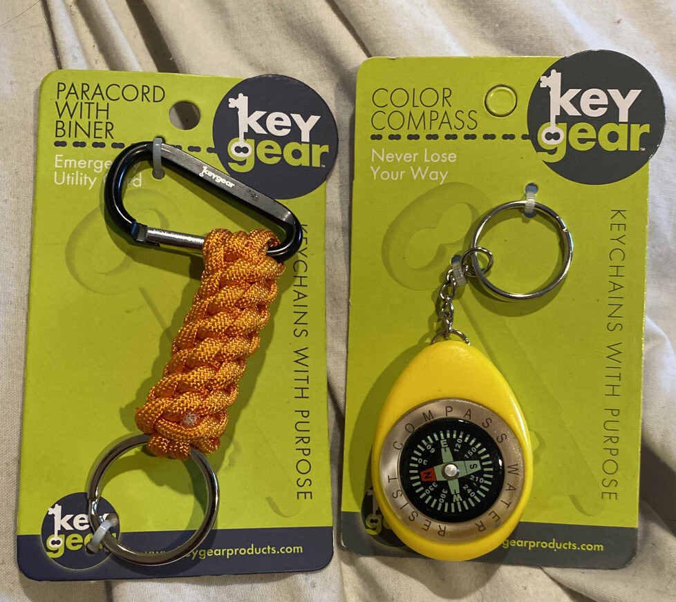PARACORD w/ Carabiner & Compass Keychain Set by KeyGear Emergency Survival 2-pcs