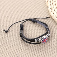1PC National Flag Bracelet UK Bracelets Jewellery Weaving Leather Bracelet