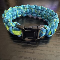 Blue & Green Braided Nylon Paracord Bracelet Plastic Side-Release Buckle