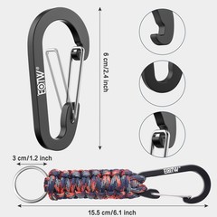 Paracord Keychain for Men Women Paracord Carabiner Backpack Keychain with Alu…