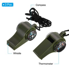 3 Pack Multifunctional Whistle, 3-in-1 Survival Whistle with Compass Thermometer
