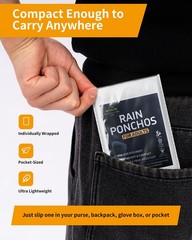 Disposable Rain Ponchos – Extra Long Waterproof One Size Tall, Blue 6pcs