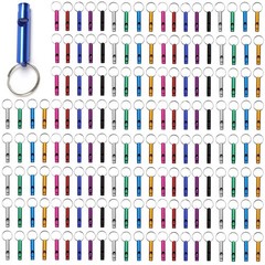 100 Pieces Emergency Whistle with Keychain Aluminum Whistle Survival Whistle …
