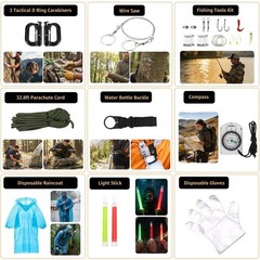294 Pcs Survival Gear Kit with Molle Bag, First Aid, Emergency Tent for Hiking,
