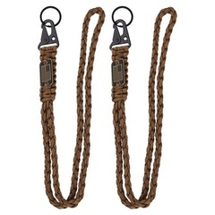 2Pcs Paracord Lanyard, Strong Lanyard with USA Flag, Brown