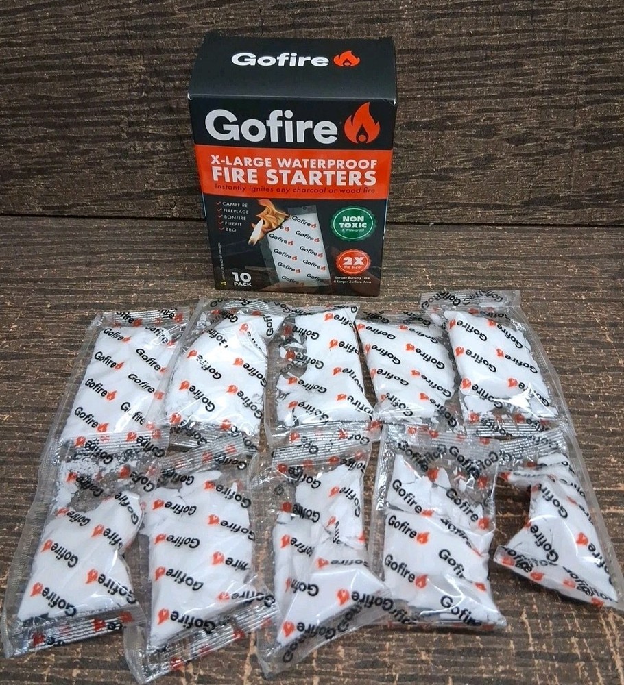 XTRA LARGE 10-Piece Fire Starter Kit 15-Minute Burn Time Non-Toxic & Waterproof
