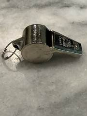 Brass Safety Whistle, Silver Metal Finish, Key Ring Included, 1 Pack