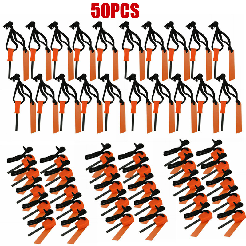 50PCS Camping Flint Stone Rod Fire Starter Lighter Magnesium Survival Tool