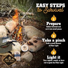 Natural Wood Fiber Tinder Fire Starter Kit, Water-Resistant, 3 Count