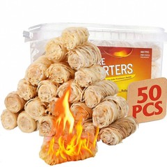 Fire Starter Rolls, 50 Pack Natural Fire Starters for Campfires, Fireplace, W…