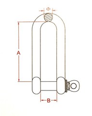 Stainless Steel 316 Long D Shackle, 3/8 10mm, Marine Grade, Heavy Duty