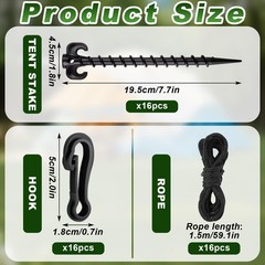 Qumenan 48 Pieces Plastic Inflatable Stakes Set Tent black