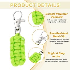 Paracord Zipper Pull, 80 mm Length for Backpack – Cylinder (6 Pack, Light Green)