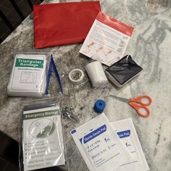 Survival Emergency Kit with Blanket, Poncho, Gloves & Carry Bag
