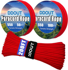 Paracord Rope with 7-Strand Core, 11 Colors and 50/100/200 Ft, Nylon Type III Pa