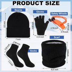 8 Pcs Emergency Survival Gear Set: Thermal Blanket, Flashlight, Whistle, Gloves,