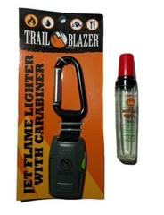 Windproof Jet Flame Torch Lighter w/ Butane Fuel Refillable D Clip Carabiner BOB
