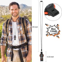 7-in-1 Emergency Survival Function Whistle, Outdoor Handheld, Black+Orange
