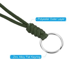 18″ Paracord Lanyard Necklace Cord Badge Holder w Keyring Green , 1Pcs