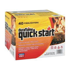 Duraflame Quick Start Firelighters – 40 Count Case | Instant, 1 Pack, Black