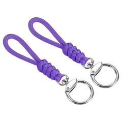 2pcs 5″ Paracord Lanyard with Clasp Wrist Cord Badge Holder Strap, Purple