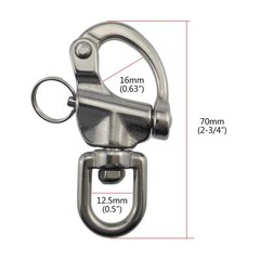 Swivel Eye Snap Shackle 2-3/4″ Quick Release Bail Sailing 316 SS Pair