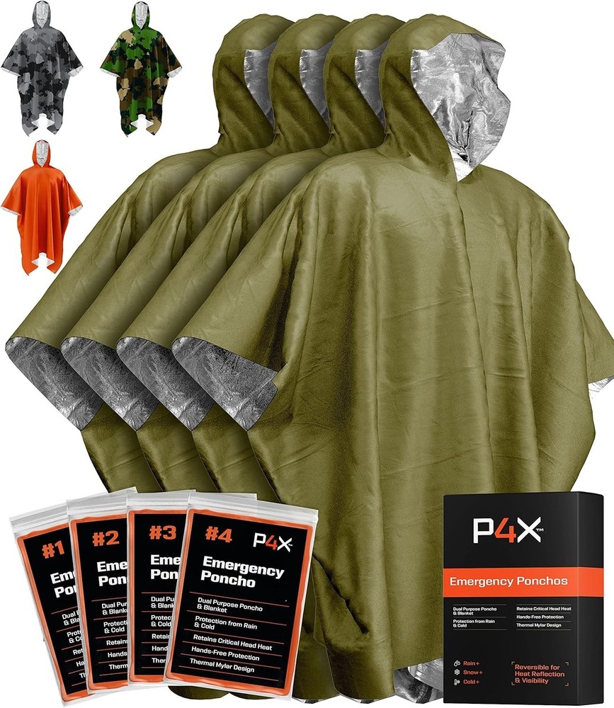 Poncho Térmico de Emergencia de Mylar con Capucha – Impermeable para Camping