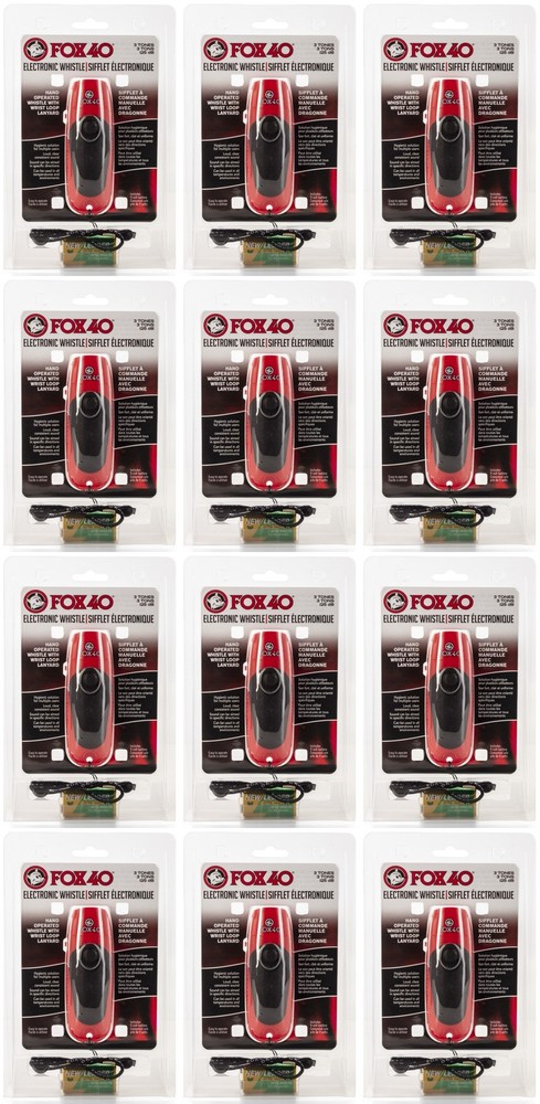 Fox 40 Electronic 3 Tone Whistle w/ Adjustable Wrist Lanyard (12-Pack)